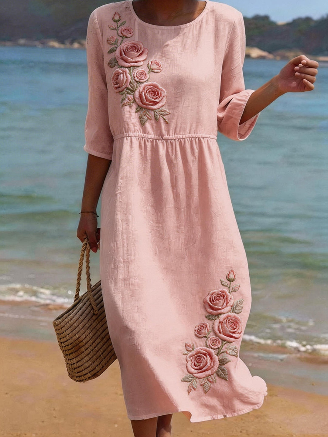Eleanor | Casual Half-Sleeve Midi Dress