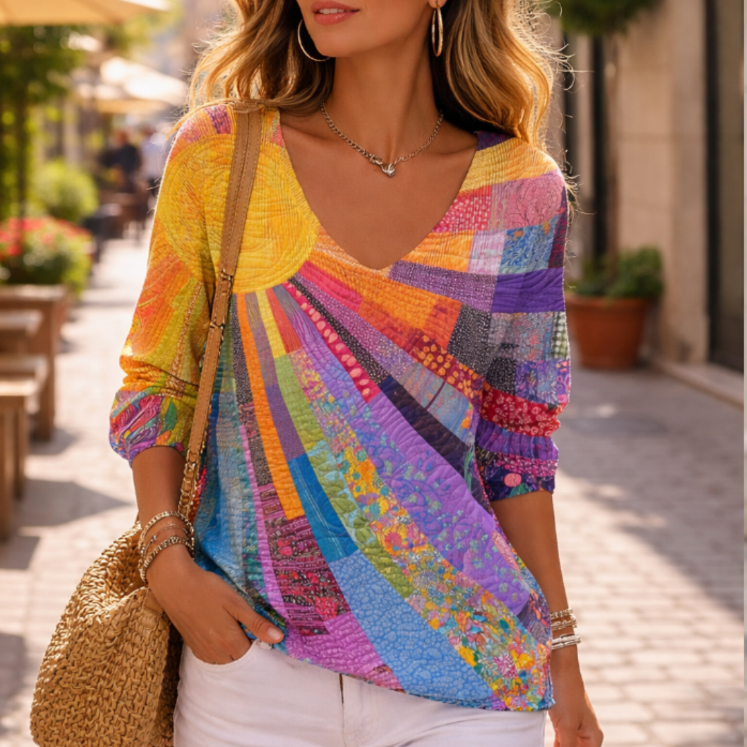 Retro Colorful Patchwork T-Shirt