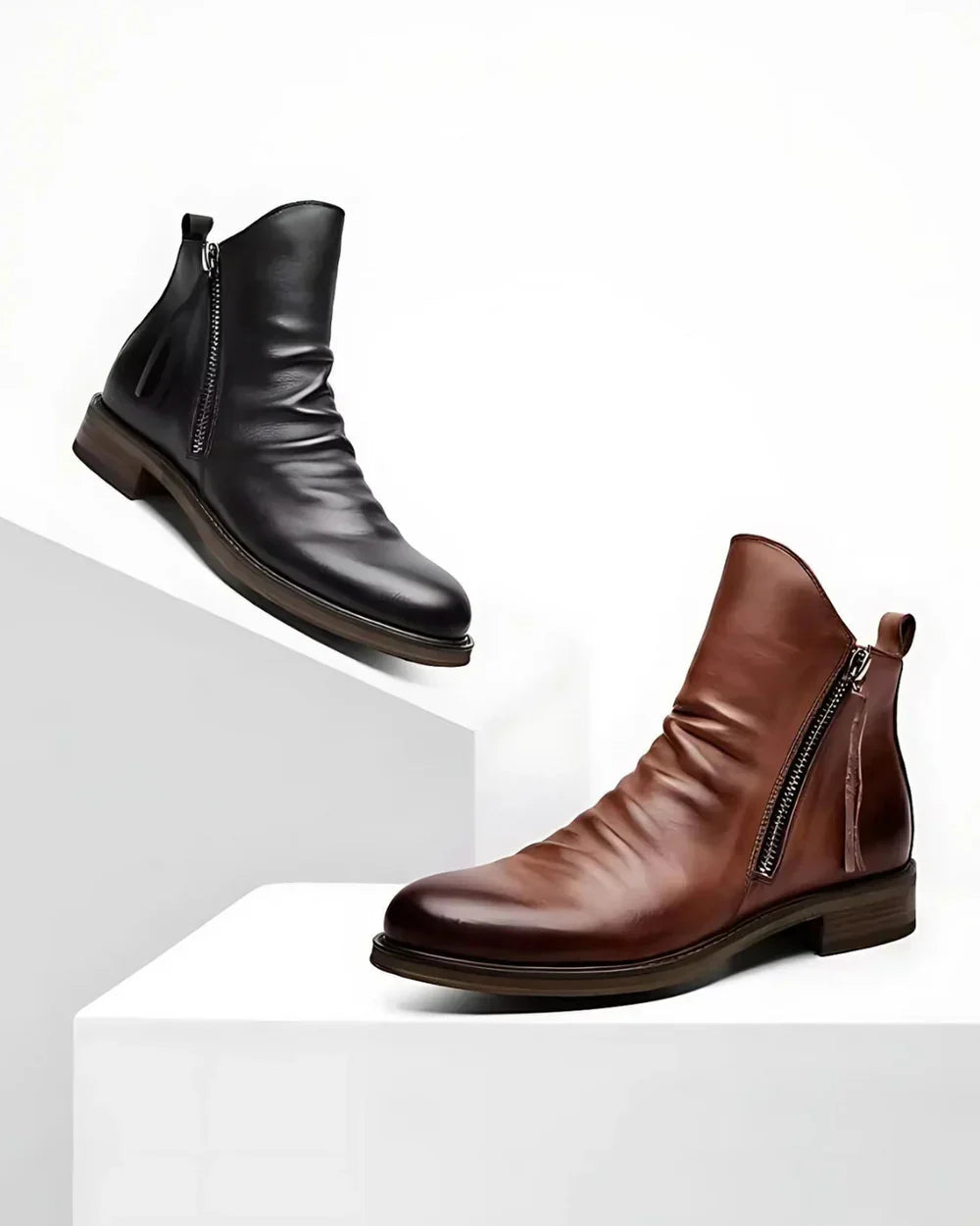 Max - Leather Ankle Boots With Side Zip