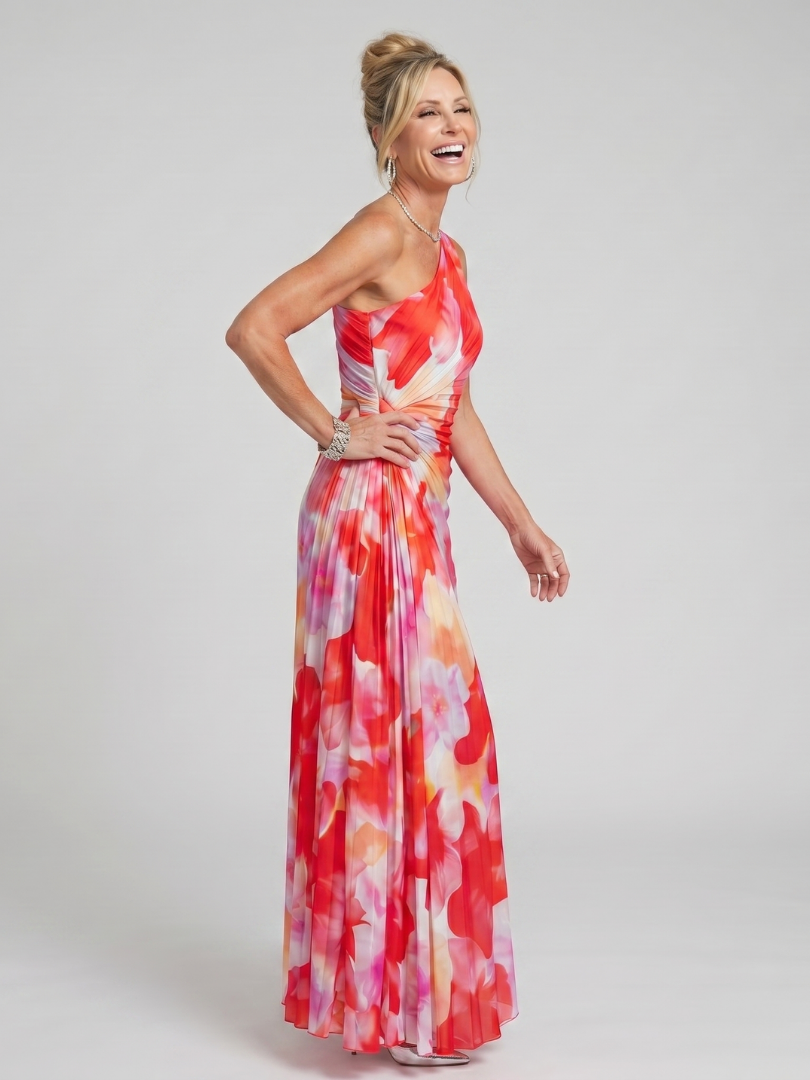 Taya | One-Shoulder Pleated Midi Dress