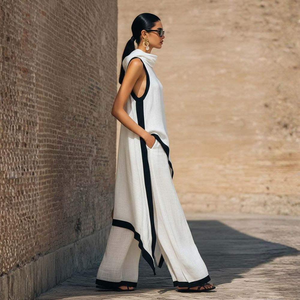 Leonora | Elegant Asymmetrical Wide-Leg Outfit for Women