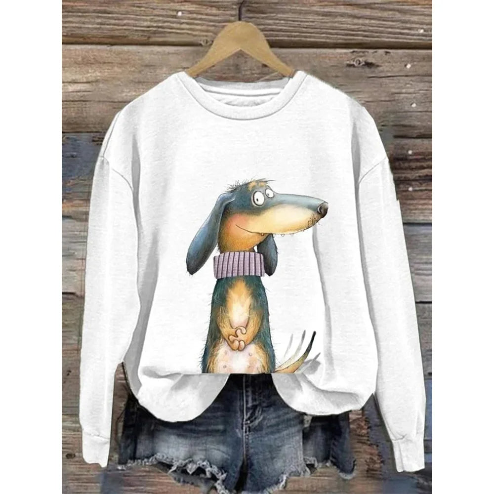 Women's sweatshirt with a round neckline and long sleeves