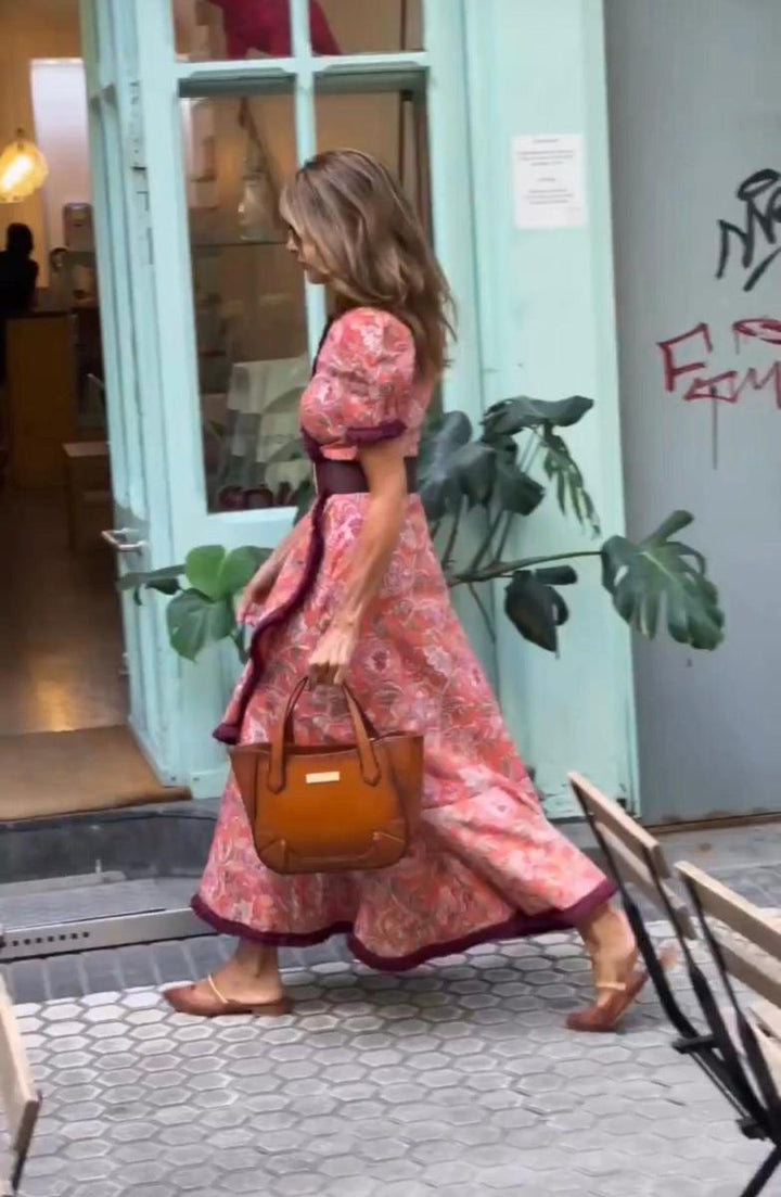 Hailey™ - Elegant Pink Short Sleeve Maxi Dress