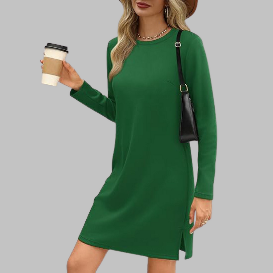Talia™ – Casual Long-Sleeved Crew Neck Mini Dress