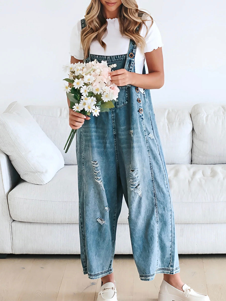 Thessa™ - Faded Denim Dungarees