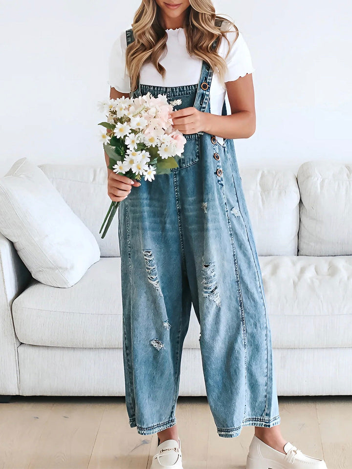 Thessa™ - Faded Denim Dungarees