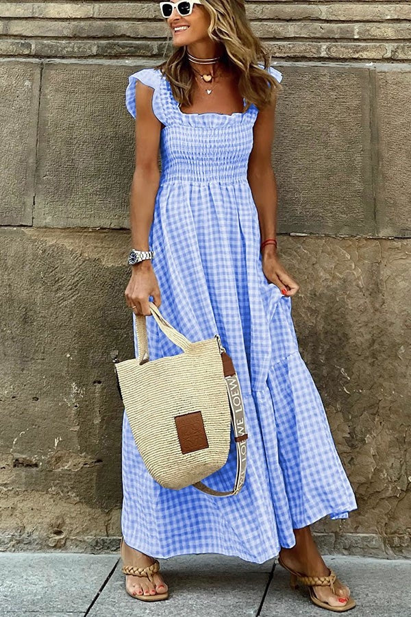 Odette™ - Elegant Checkered Summer Dress