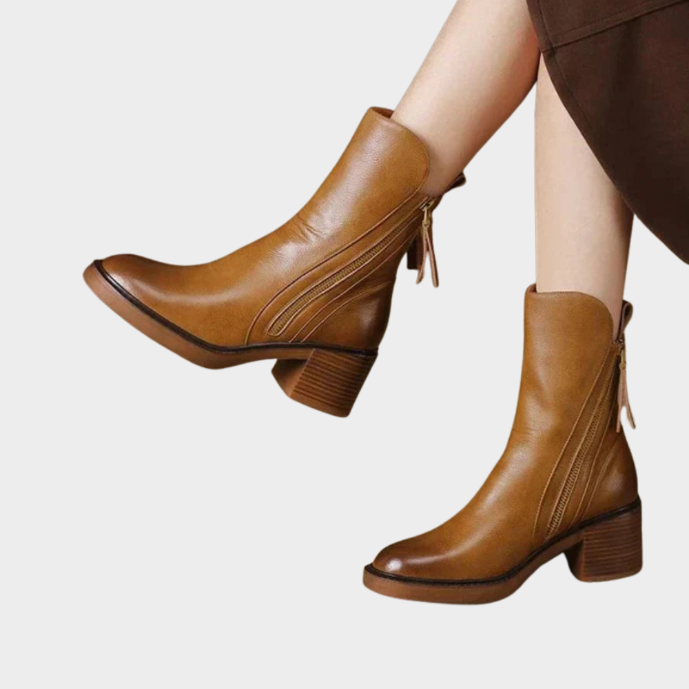 Gabriella | Comfortable Leather Ankle Heels