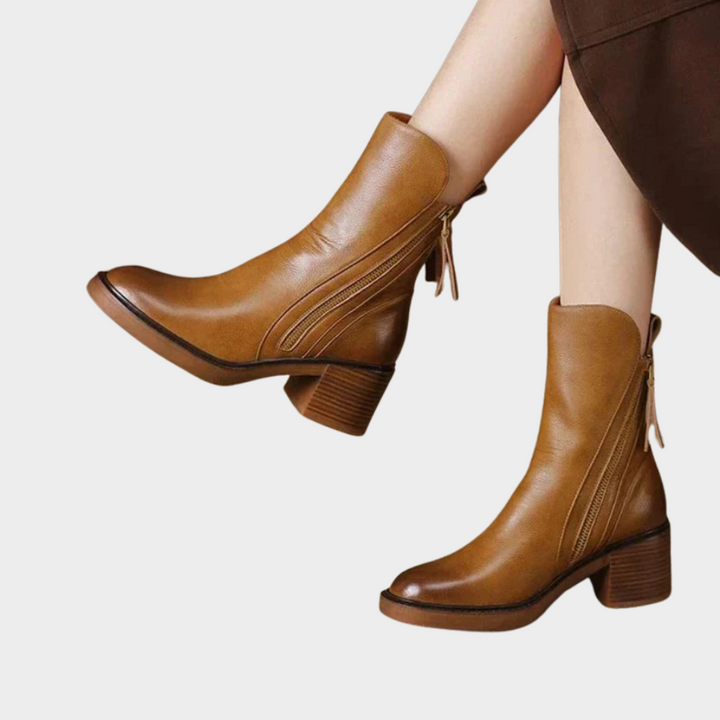 Gabriella | Comfortable Leather Ankle Heels