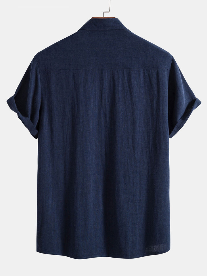 Button-up shirt and straight-cut trousers in a linen-rayon blend