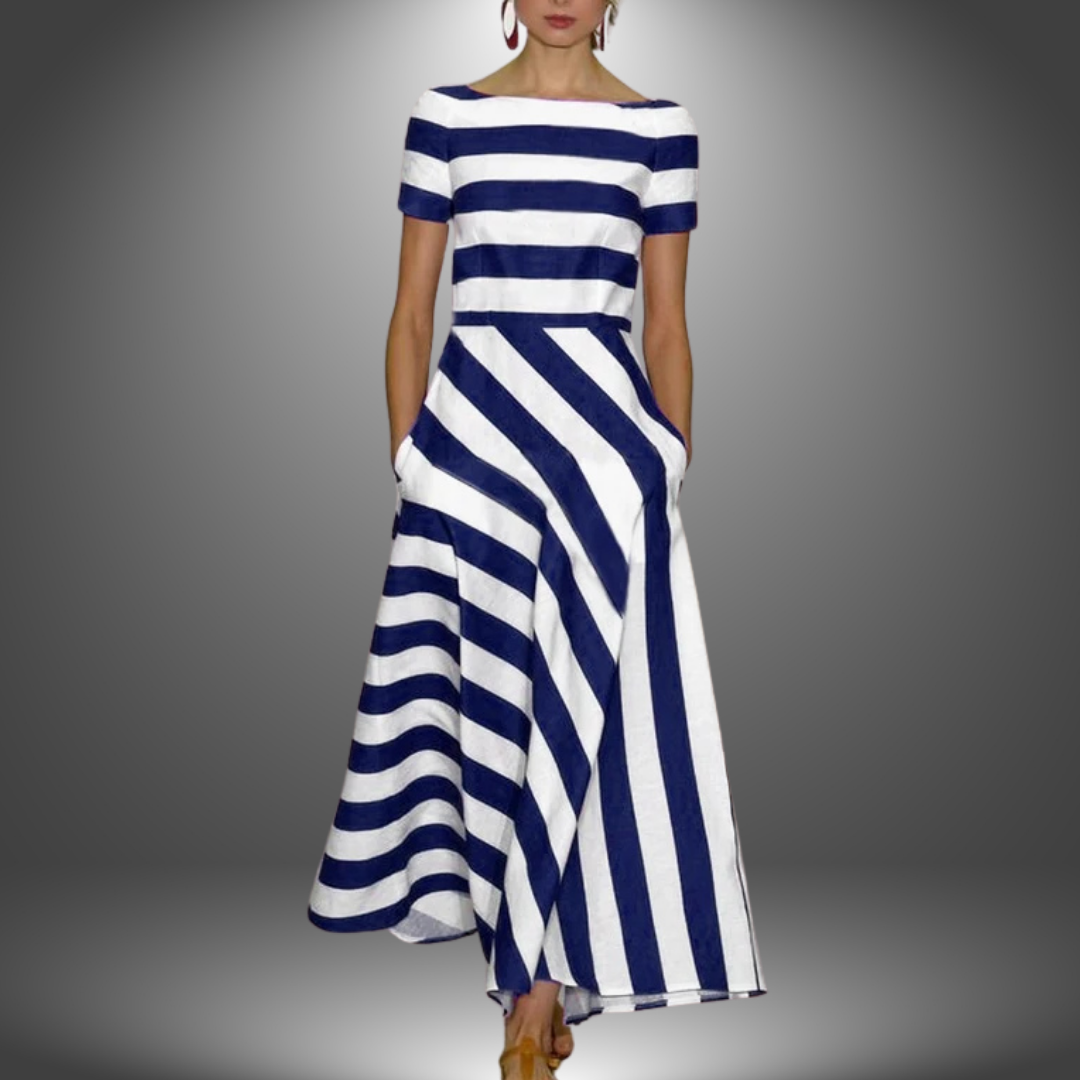 Natalia | Long Striped Dress, Handmade