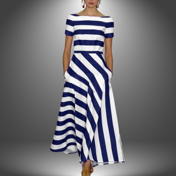 Natalia | Long Striped Dress, Handmade