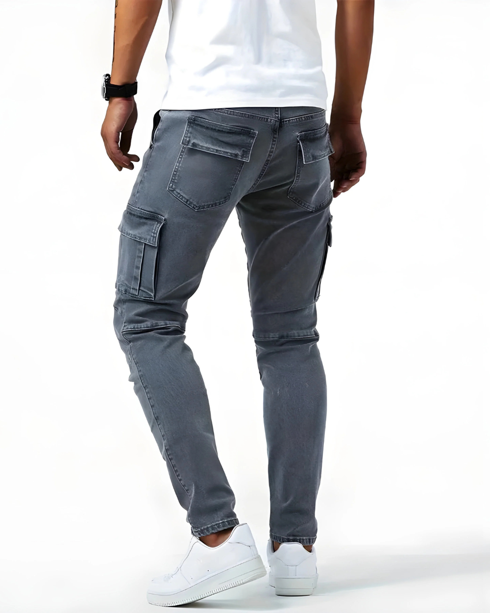 Elastic Navy Cargo Pants
