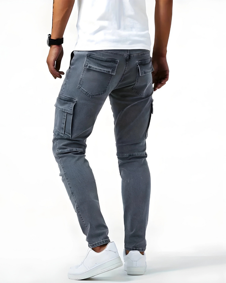 Elastic Navy Cargo Pants