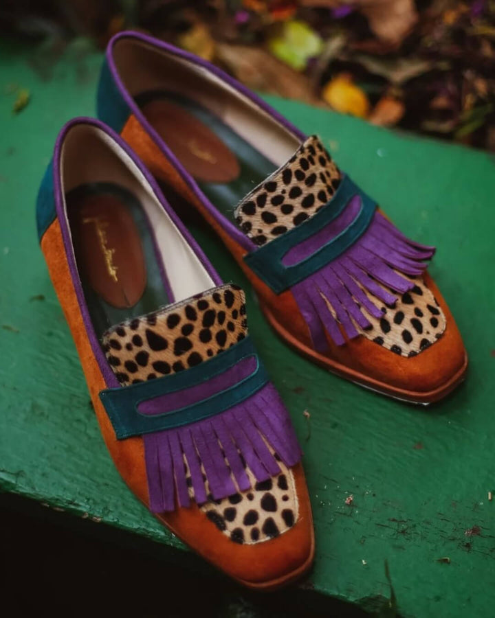 LOAFERS WITH FRINGE AND ANIMAL PRINT