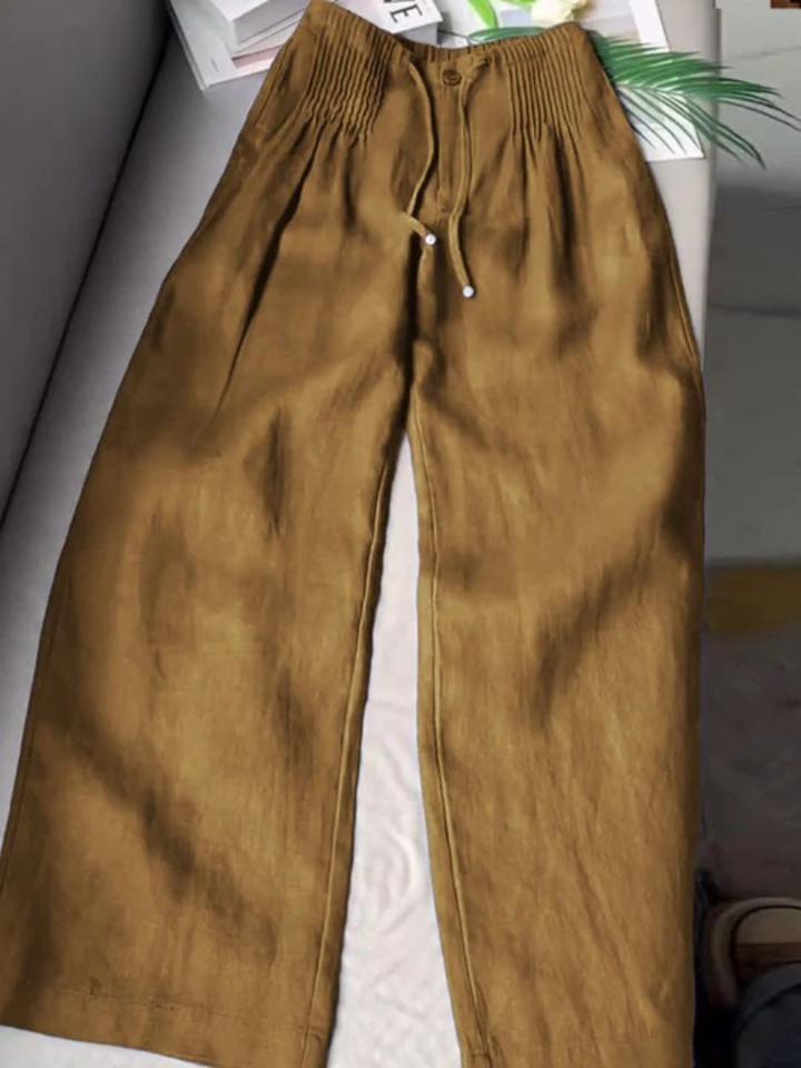 Camille | Cotton-Linen Blend Wide Leg Pants