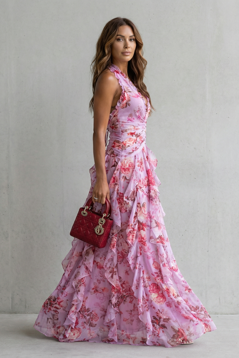 Belladina | Damen Floral Maxi Kleid mit Rüschen
