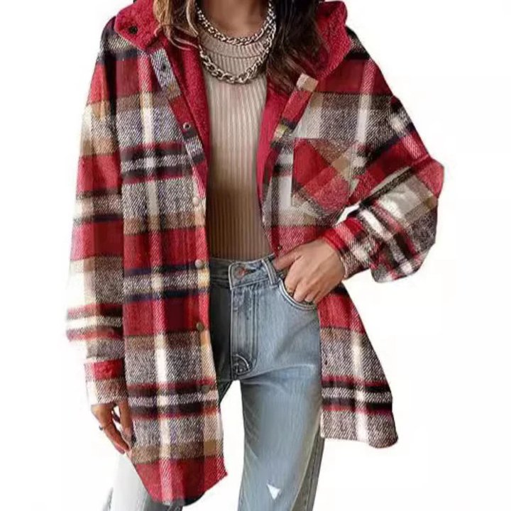 Tallulah™ - Relaxed Fit Plaid Hooded Jacket