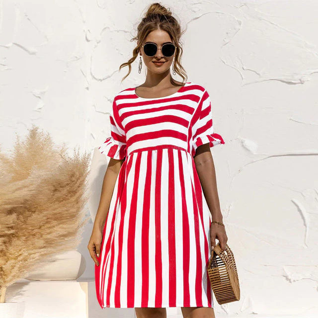 Levoire | Striped Ruffle Maternity Dress