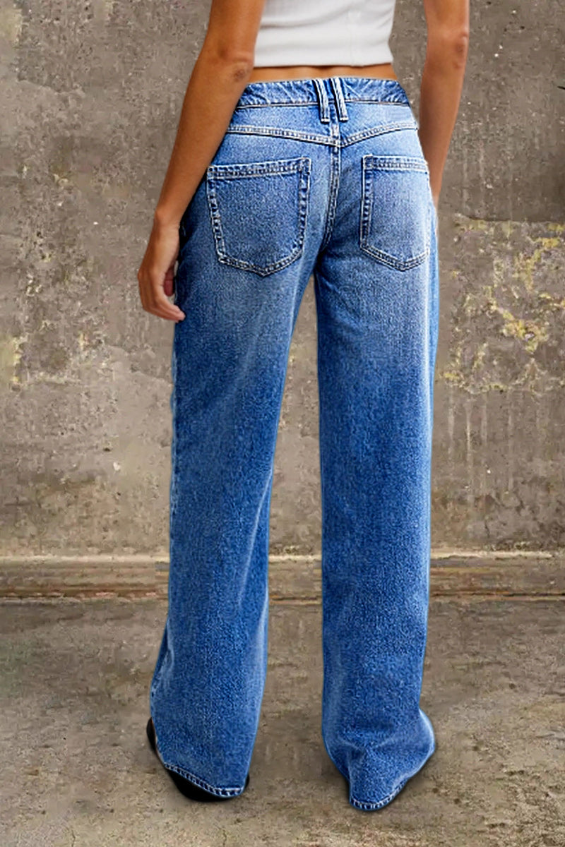 Mid-rise straight-leg jeans