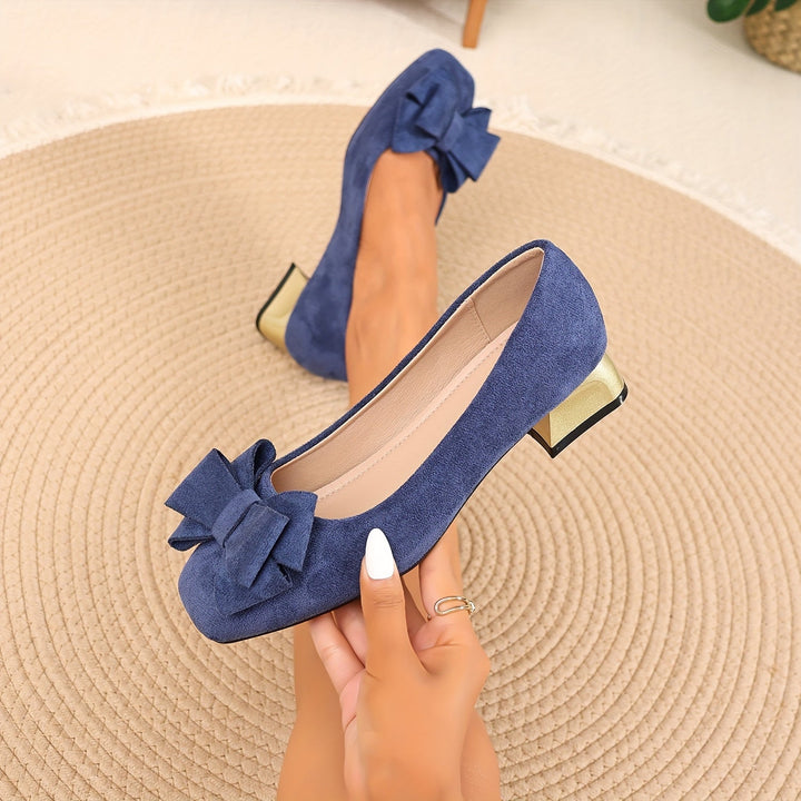 Chic women's bow shoes with stylish chunky heels