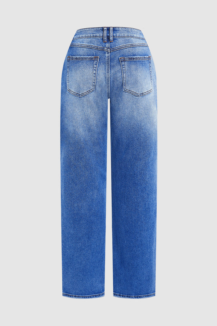 Mid-rise straight-leg jeans