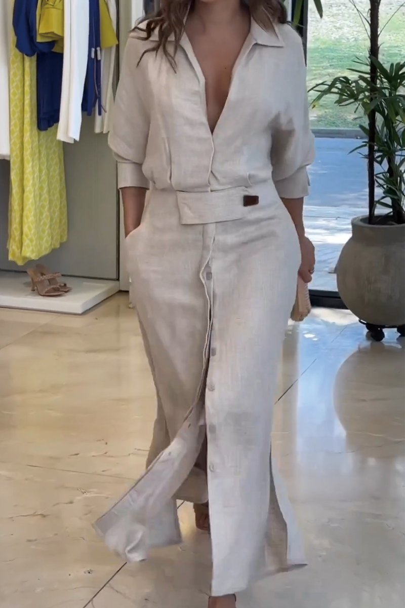 Serena™ - Chic Cotton and Linen Maxi Dress