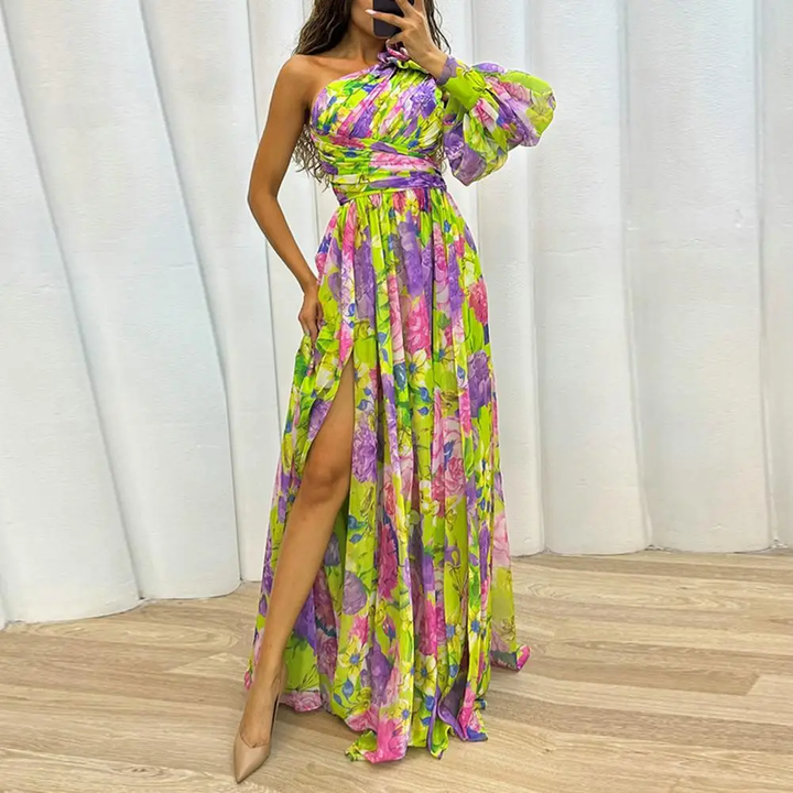 Purple - One-Shoulder Dress
