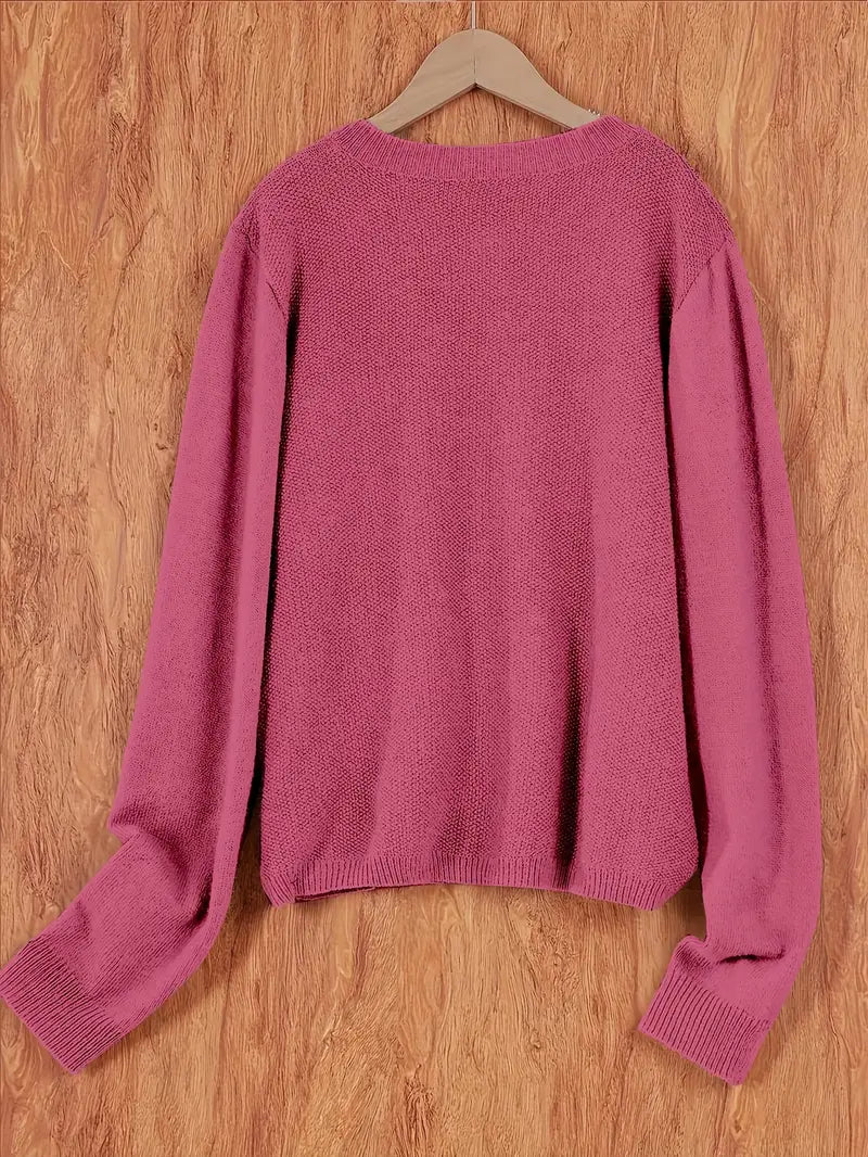 Eugenia | Damen Rundhals-Cardigan mit Knöpfen und Tasche