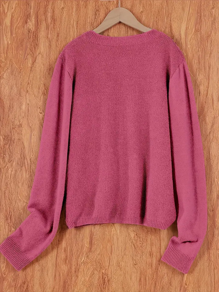 Eugenia | Damen Rundhals-Cardigan mit Knöpfen und Tasche