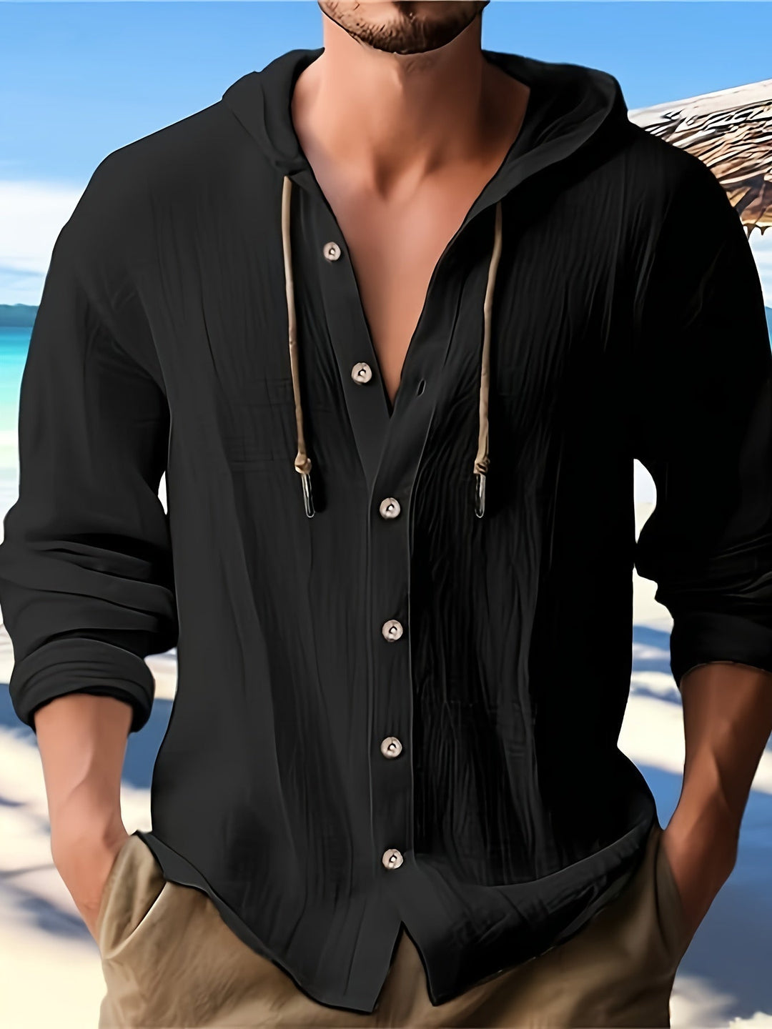 Brian™ - Men's Hooded Long-Sleeve Shirt