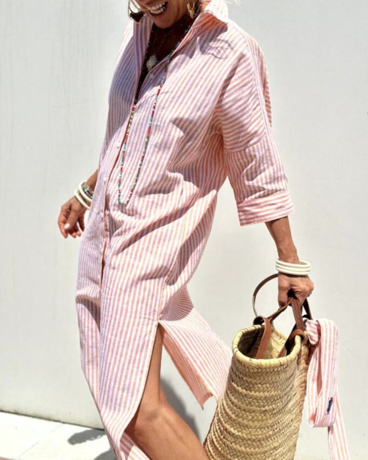 OLEN - STRIIPED SHIRT DRESS