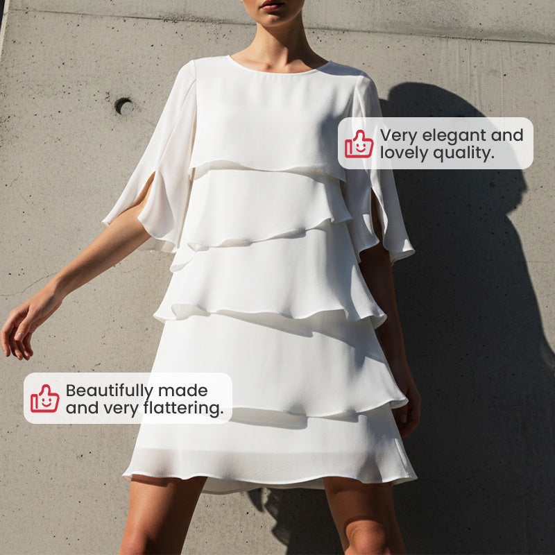 Chic Layered Dress with Puff Sleeves for Women