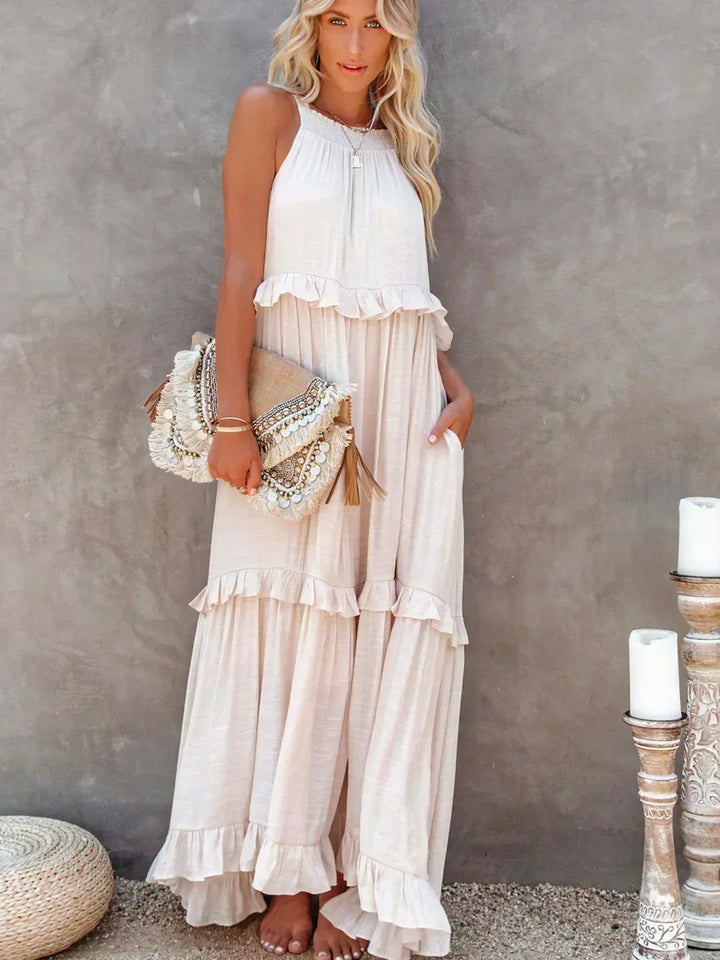 Sarah | Halterneck Ruched Maxi Dress (Almost sold out)