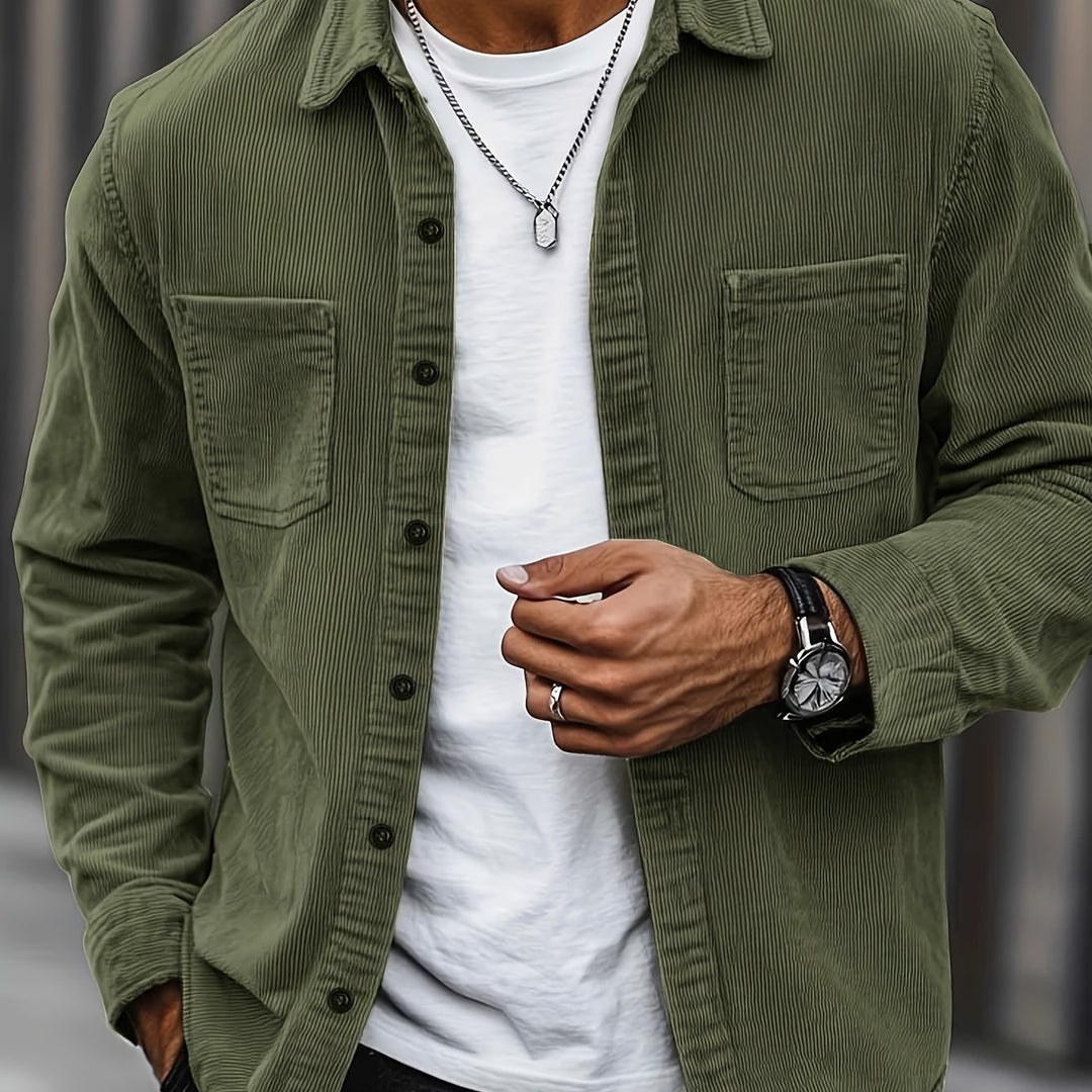 Bryce | Herren Langarm-Overshirt mit Taschen und Knöpfen