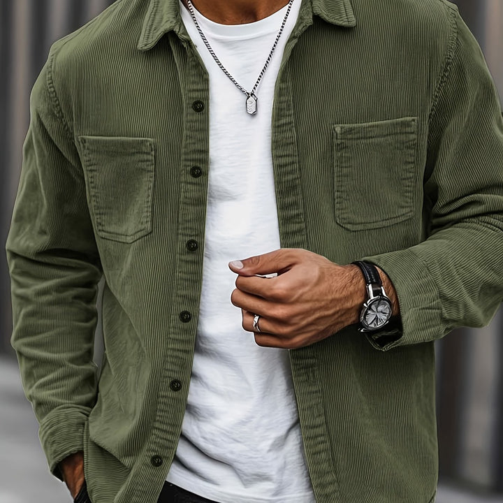 Bryce | Herren Langarm-Overshirt mit Taschen und Knöpfen