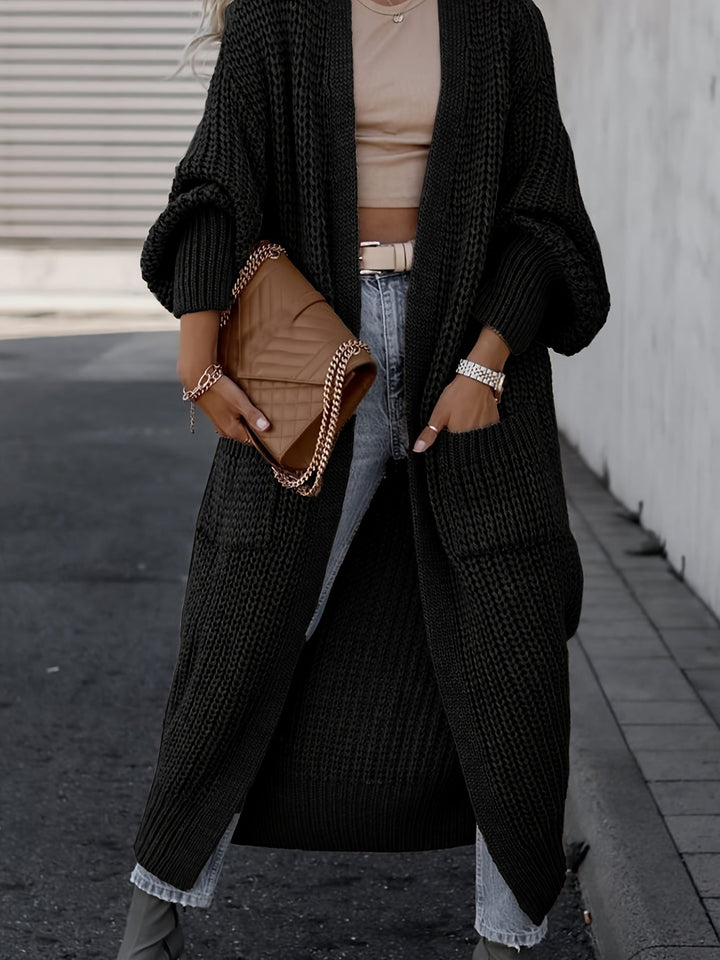 Women’s maxi cardigan with long sleeves and pockets