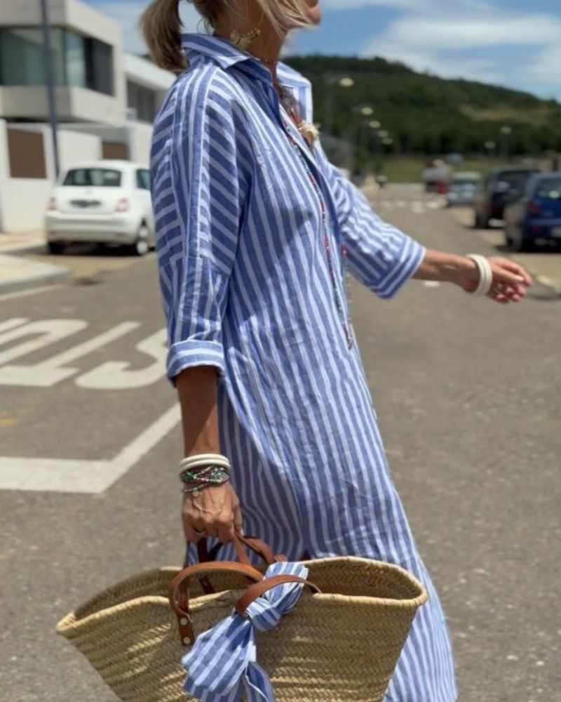 OLEN - STRIIPED SHIRT DRESS