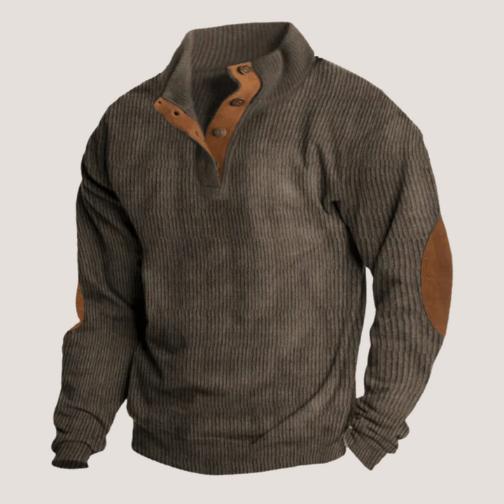 Fredrick - Ribbed Sweater with Button Placket