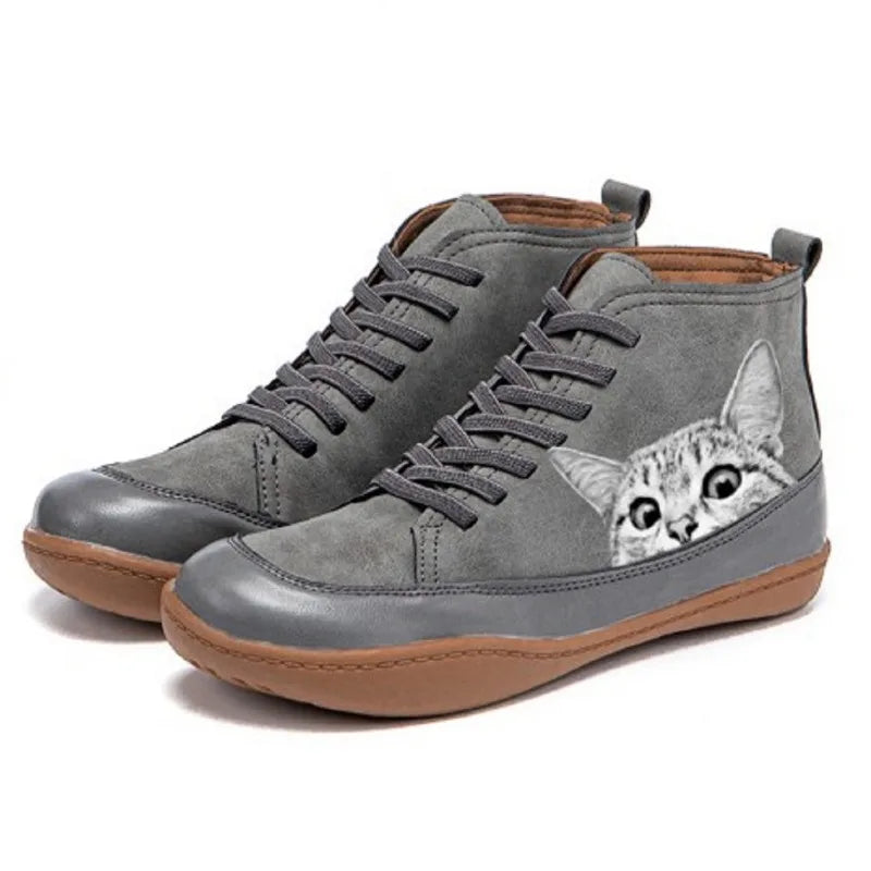 Monika™ - Cat-Leather Ankle Boots