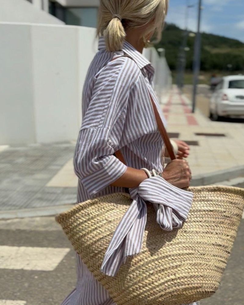 OLEN - STRIIPED SHIRT DRESS