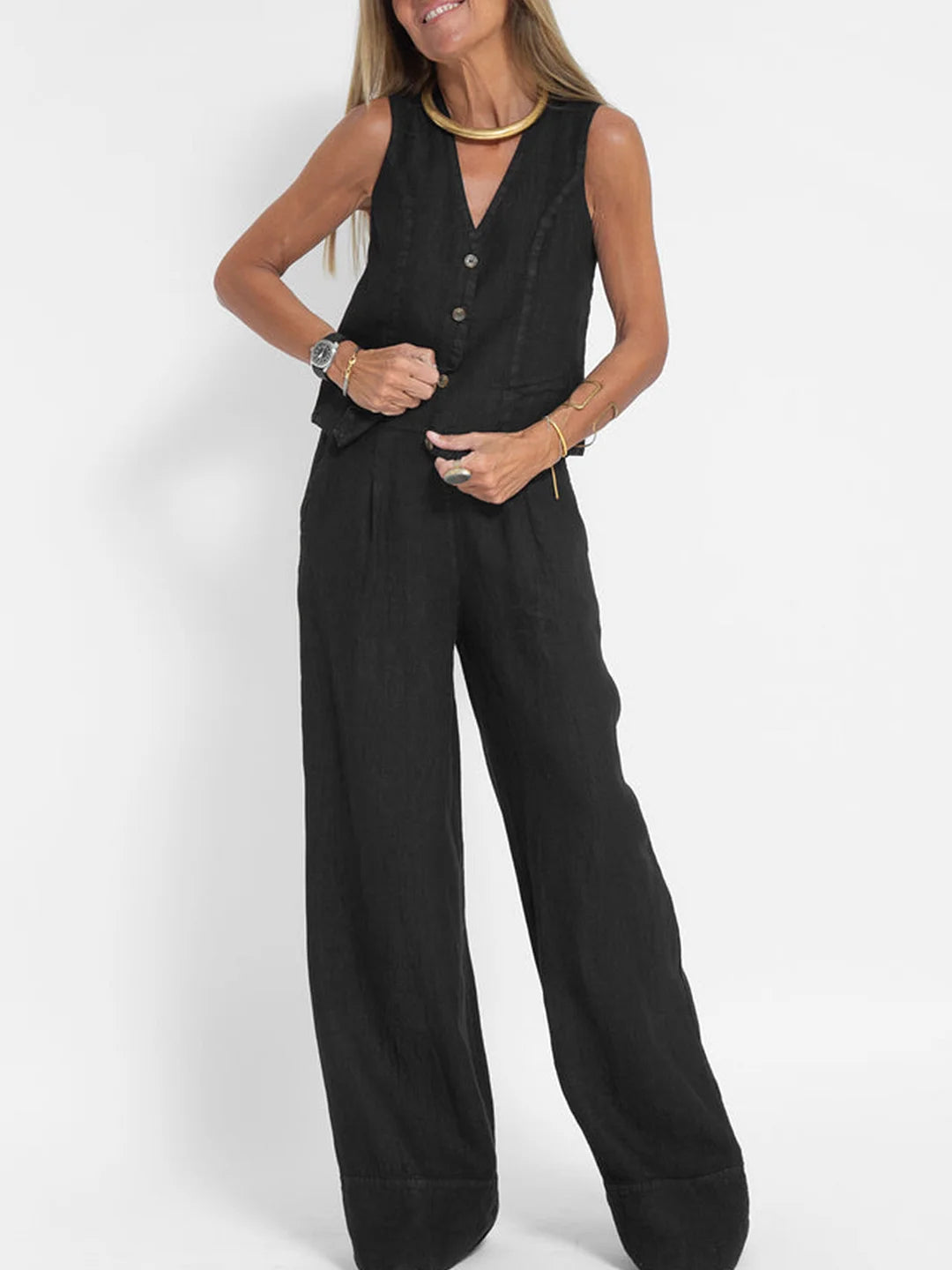 Ella | Vest Wide Leg Pants Set (Almost sold out)