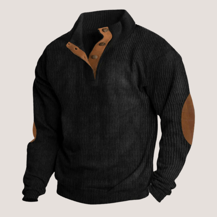 Fredrick - Ribbed Sweater with Button Placket