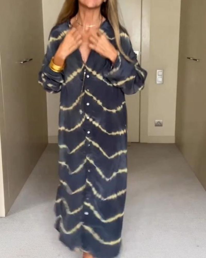 Bella™ - Boho Striped Long Sleeve Maxi Dress