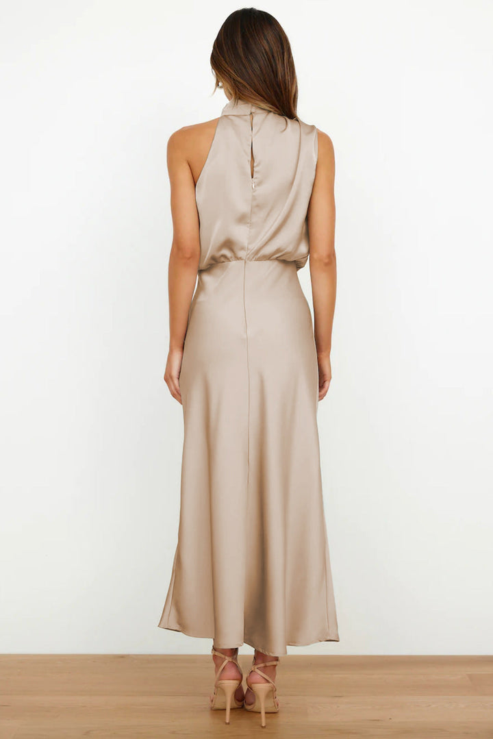 Carlina™ - Long Satin Halter Dress