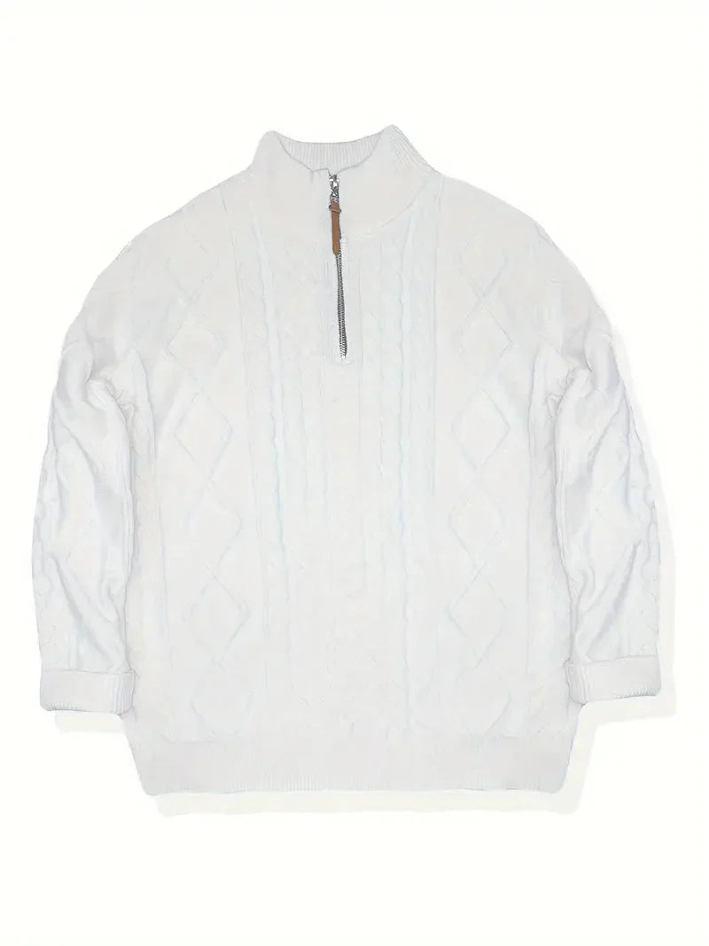 Brit & Boho™️ | Viscose Blend Knit Quarter Zip
