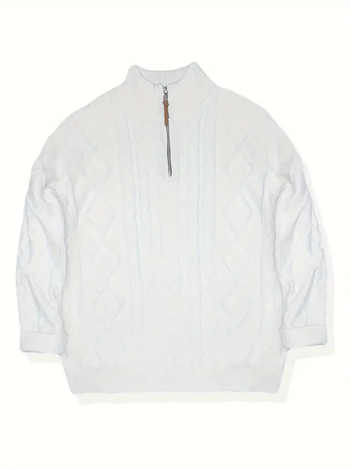Brit & Boho™️ | Viscose Blend Knit Quarter Zip