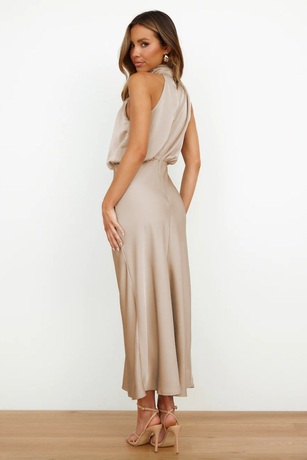 Carlina™ - Long Satin Halter Dress