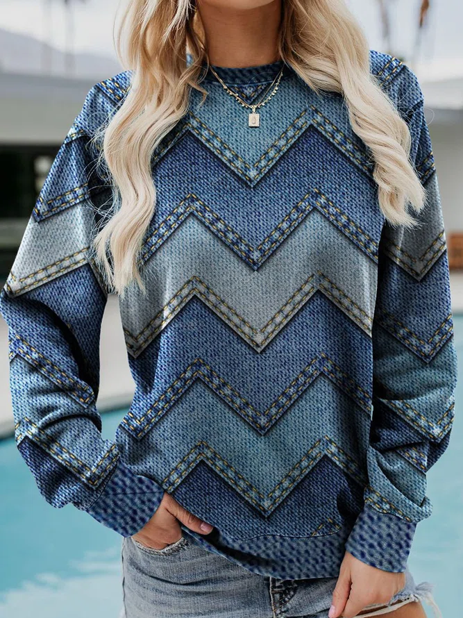 Women's sweatshirt with a round neckline and long sleeves