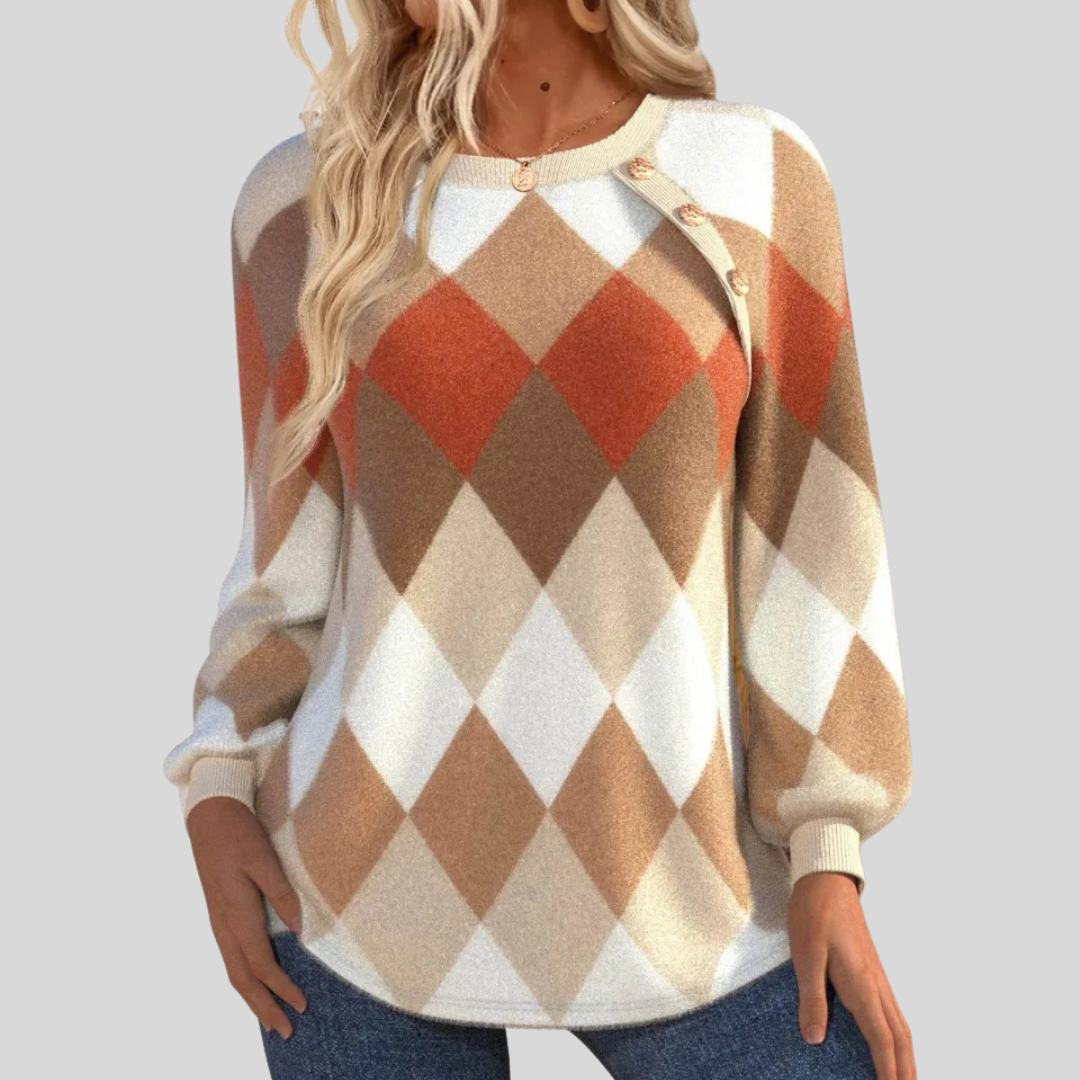 Sign | Checked knit with button detail